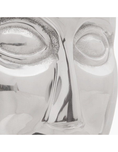 Pouf Faccia  Argento 33x33x45 cm in Alluminio