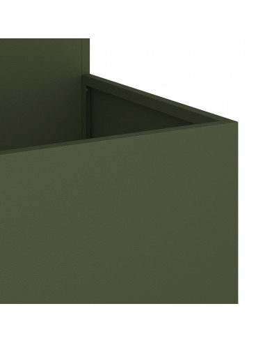 Vaso da Giardino 100x100x60 cm Verde Oliva Acciaio