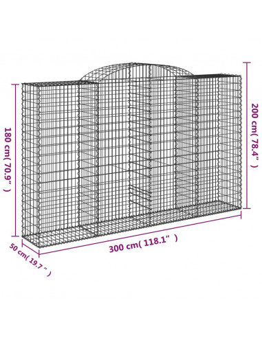 Cesti Gabbioni ad Arco 20 pz 300x50x180/200 cm Ferro Zincato