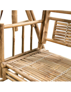 Dondolo da Giardino 2 Posti Cuscini Foglie di Palma 202cm Bambù 2