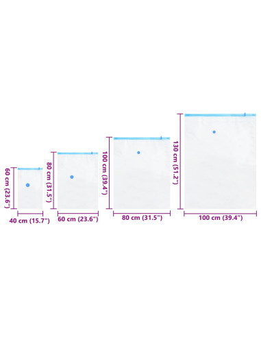 Sacchetti per Stoccaggio 15 pcs Trasparente e Blu 130 x 100 cm