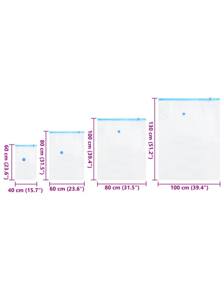 Sacchetti per Stoccaggio 15 pcs Trasparente e Blu 130 x 100 cm