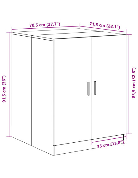 Mobile per Lavatrice  Rovere Nero 70,5x71,5x91,5 cm in legno ingegnerizzato