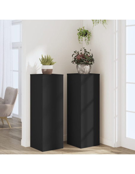 Supporti per Piante 2 pz Neri 33x33x100 cm Legno Multistrato