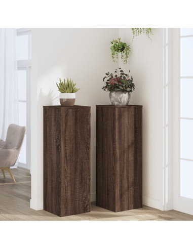 Supporti per Piante 2 pz Rovere Marrone 33x33x100cm Multistrato