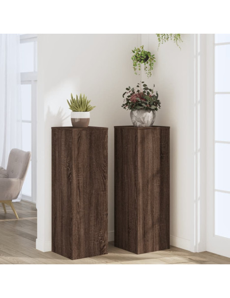 Supporti per Piante 2 pz Rovere Marrone 33x33x100cm Multistrato