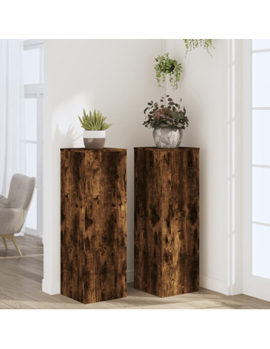 Supporti per Piante 2 pz Rovere 33x33x100 cm Legno Multistrato