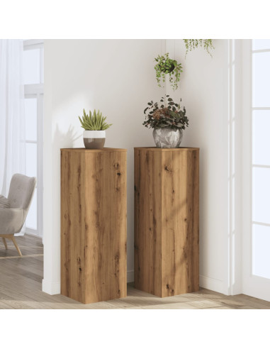Supporti Piante 2 pz Rovere Artigianale 33x33x100cm Multistrato