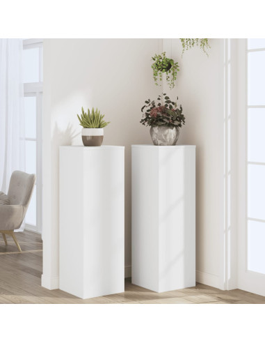 Supporti per Piante 2 pz Bianchi 33x33x100 cm Legno Multistrato