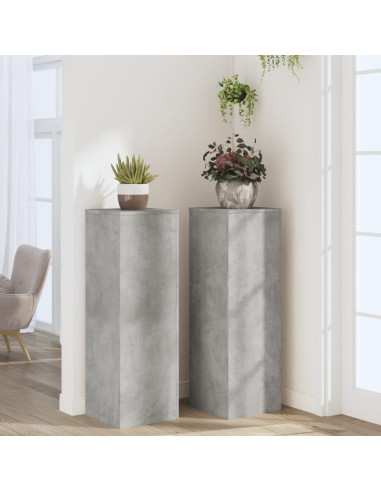 Supporti per Piante 2 pz Grigio Cemento 33x33x100cm Multistrato