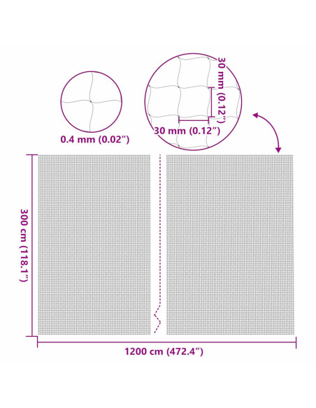Rete per Gatti Trasparente 12x3 m in Nylon