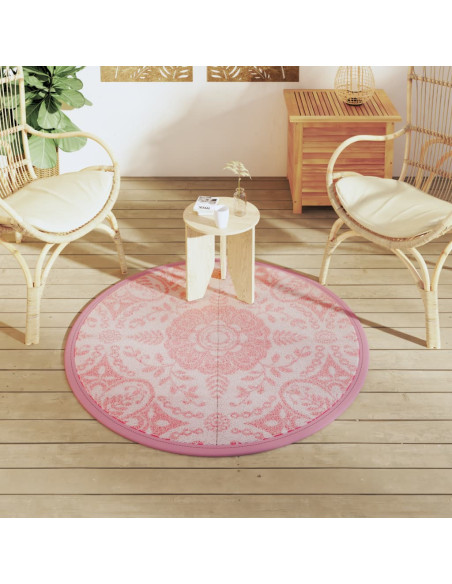 Tappeto da Esterni Rosa Ø120 cm in PP