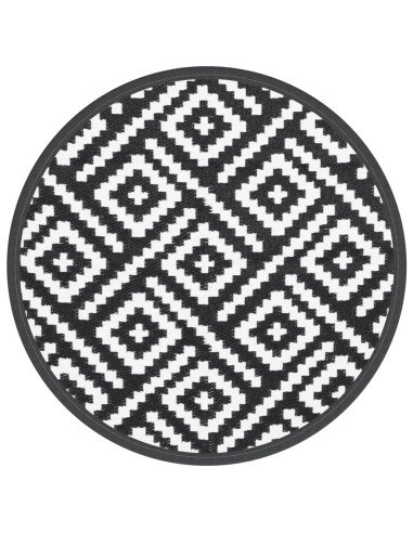 Tappeto da Esterni Bianco e Nero Ø200 cm in PP
