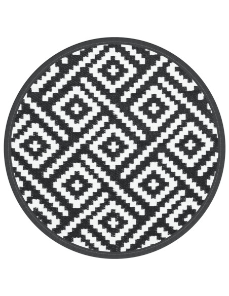 Tappeto da Esterni Bianco e Nero Ø200 cm in PP