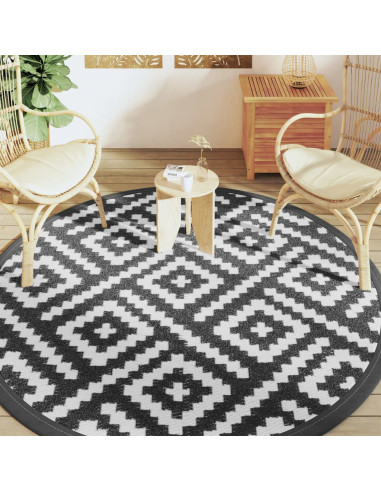 Tappeto da Esterni Bianco e Nero Ø200 cm in PP