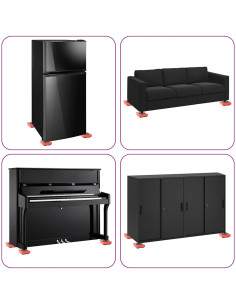 Rulli per Mobili 8 pz con Sollevatori Rossi 9,8x7,5x3 cm 150 kg