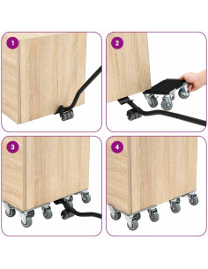 Rulli Mobili 4 pz con Sollevatore 17,5x16x7,5 cm Acciaio 1600kg