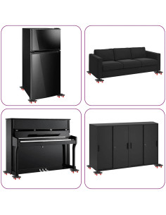 Rulli Mobili 4 pz con Sollevatore Nero 13,5x13,5x4,2 cm 300 kg