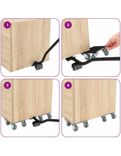 Rulli Mobili 4 pz con Sollevatore 13,5x13,5x6 cm Acciaio 1300kg