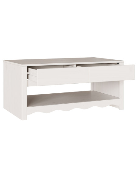 Tavolino da caffè ""DRAMMEN"" Bianco 99x55x45 cm in Legno di Pino