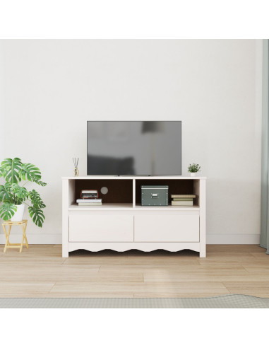 Mobile TV Drammen Bianco 99 x 43 x 55 cm Legno massello di pino