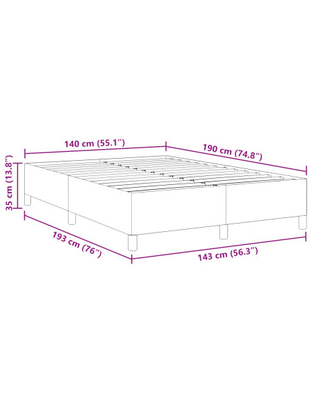 Struttura Letto Grigio Chiaro 140x190 cm in Tessuto Vellutato