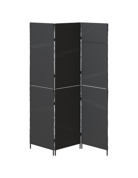 Divisorio per stanze 3 pannelli pieghevole nero 146x180 cm in polyrattan