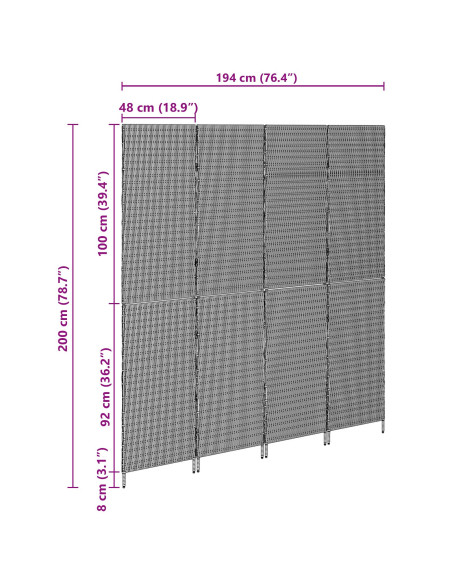Divisori per stanze Beige Legno, Tessuto 4 pannelli, altezza 200 cm