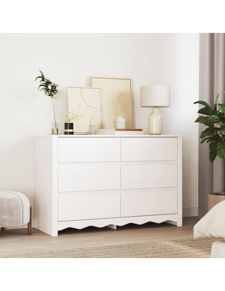 Cassettiera ""DRAMMEN"" Bianca 111x43x73,5 cm Legno Massello Pino