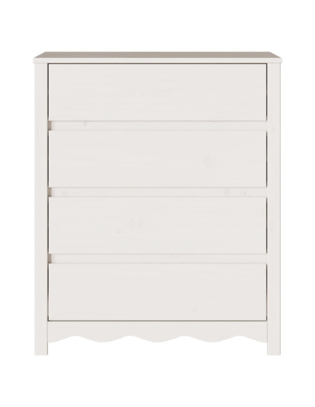 Cassettiera  ""DRAMMEN"" Bianca 76,5x40x91 cm Legno Massello Pino