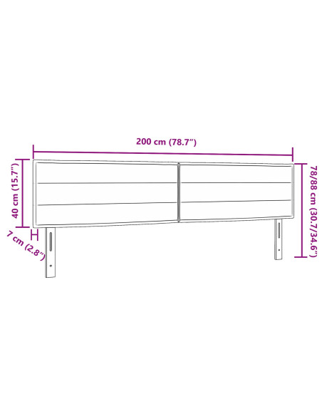 Testiera  Design Linee Marrone Scuro 200 cm Tessuto