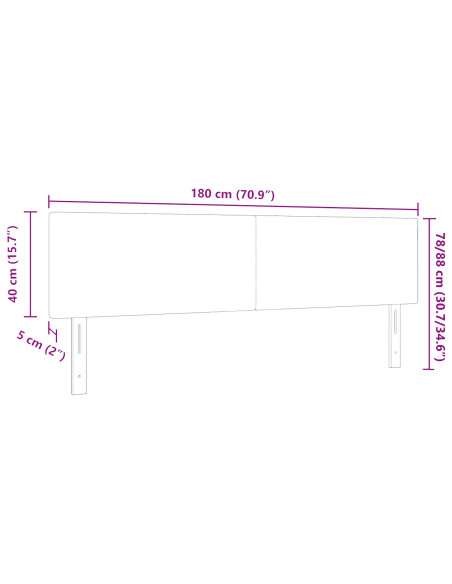 Testiera con testiera Grigio scuro 180 cm Pelle Sintetica