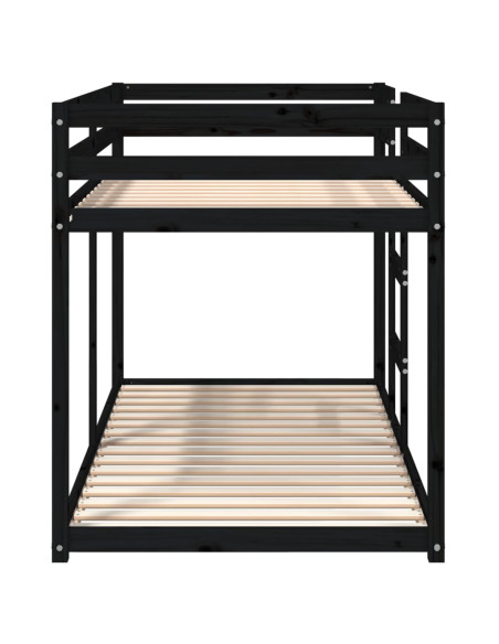 Letto a Castello Nero 90x190 cm in Legno Massello di Pino