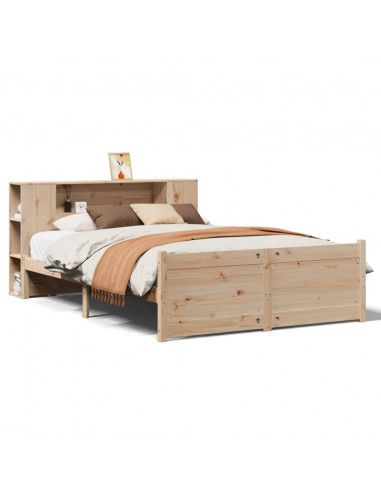 Letto Libreria senza Materasso 140x190 cm in Legno di Pino