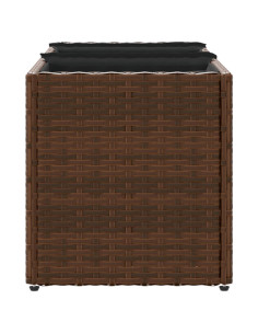 Fioriere da Giardino con 3 Vasi Marrone 105x30x32 cm Polyrattan 2