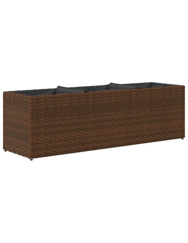 Fioriere da Giardino con 3 Vasi Marrone 105x30x32 cm Polyrattan