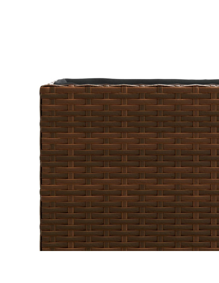Fioriere da Giardino con 3 Vasi Marrone 105x30x32 cm Polyrattan