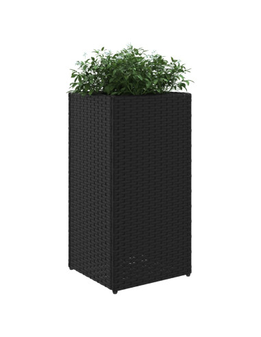 Fioriere da Giardino 2 pz Nere 30x30x60 cm in Polyrattan