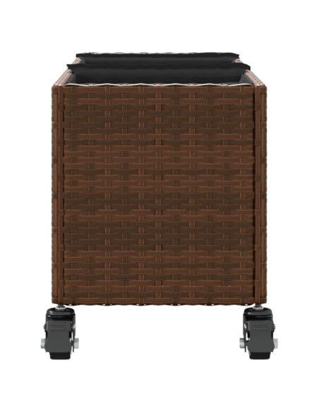 Fioriere da Giardino Ruote 2pz Marrone 107x32x38 cm Polyrattan