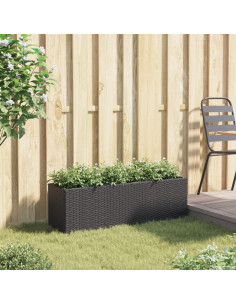 Fioriera da Giardino con 3 Vasi Nera 105x30x32 cm in Polyrattan 2