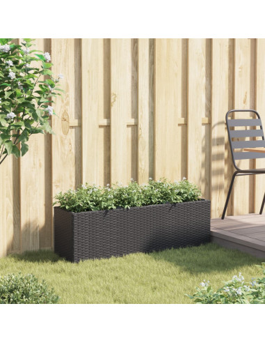 Fioriera da Giardino con 3 Vasi Nera 105x30x32 cm in Polyrattan