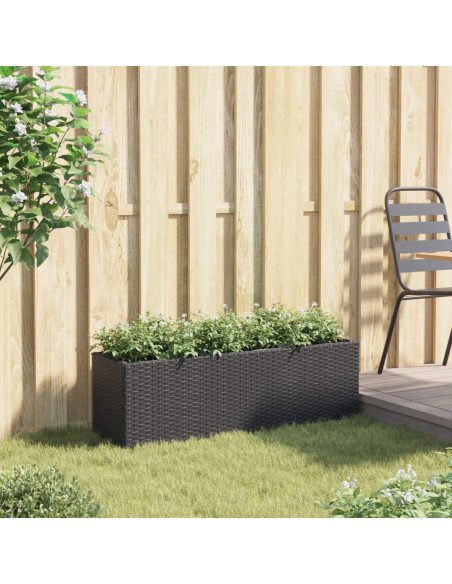 Fioriera da Giardino con 3 Vasi Nera 105x30x32 cm in Polyrattan