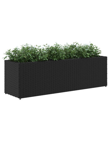 Fioriera da Giardino con 3 Vasi Nera 105x30x32 cm in Polyrattan