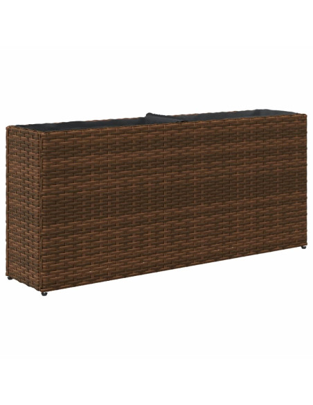 Fioriere da Giardino con 2 Vasi Marrone 90x20x40 cm Polyrattan