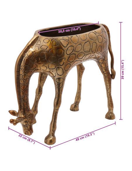 Secchiello per ghiaccio a forma di giraffa in ottone 49x22x39 cm in alluminio