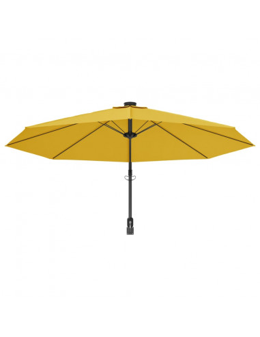 Ombrellone a Parete con LED Giallo 290 cm