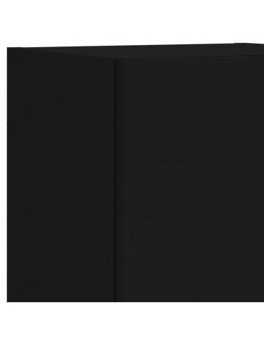 Set Mobili TV a Muro 8 pz con Luci LED Nero