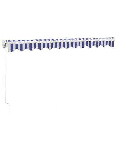 Tenda Sole Retrattile Blu e Bianca 3,5x2,5m Tessuto e Alluminio