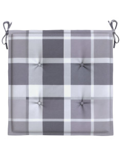 Cuscini per Sedia 4 pz a Quadri Grigi 40x40x3cm Tessuto Oxford