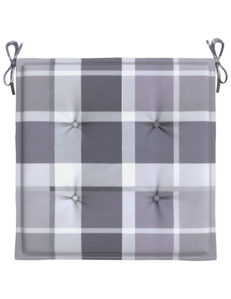 Cuscini per Sedia 4 pz a Quadri Grigi 40x40x3cm Tessuto Oxford